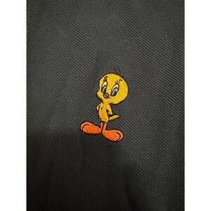 Vintage 90s Warner Bros Studio Store Tweety Bird Embroidered Polo Shirt XL Navy